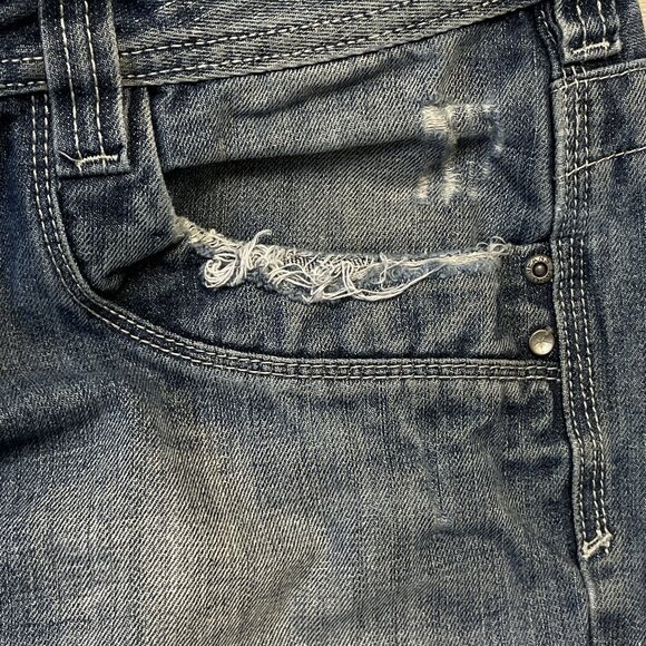 Yaso Brand Jeans Men 32 x 33 Blue Y2K Straight Distressed Studded Pockets Grunge - Picture 4 of 16